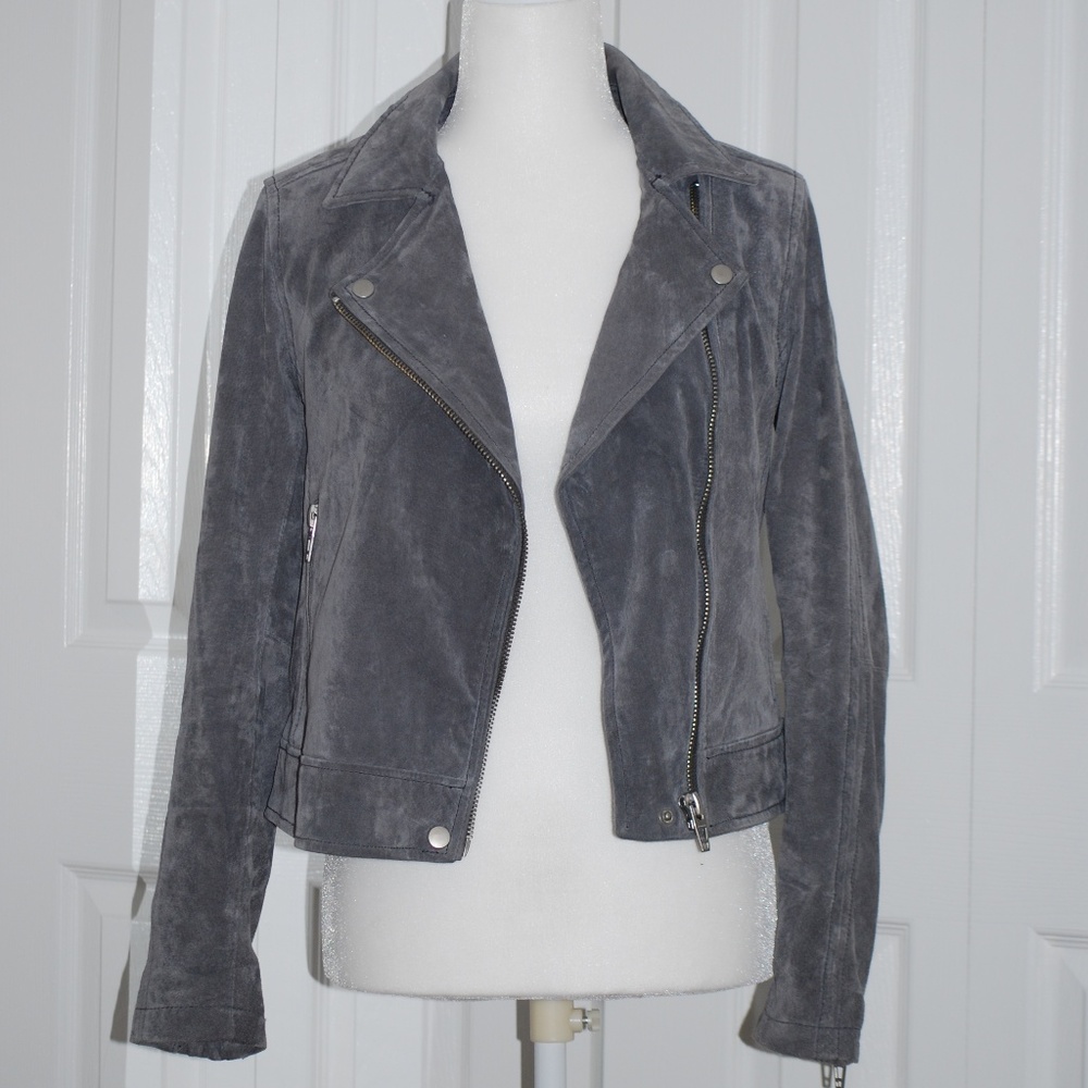BLANKNYC Grey Suede Moto Jacket